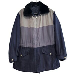 IZZI Activewear Colorblock Fur Trimmed Winter Jacket Mens Size M